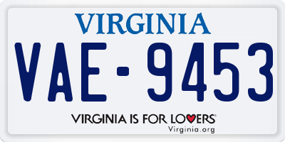 VA license plate VAE9453