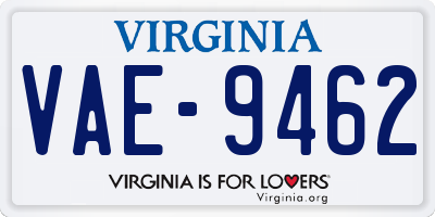 VA license plate VAE9462
