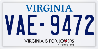 VA license plate VAE9472