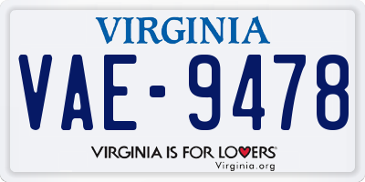 VA license plate VAE9478