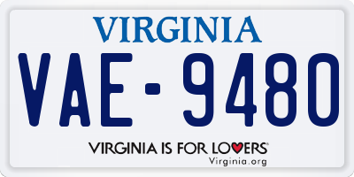 VA license plate VAE9480