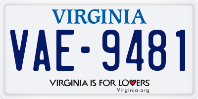 VA license plate VAE9481