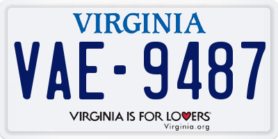VA license plate VAE9487