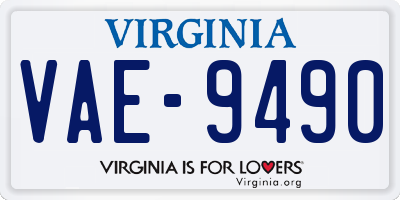 VA license plate VAE9490