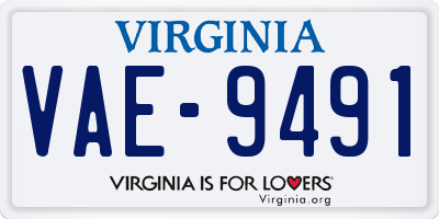 VA license plate VAE9491