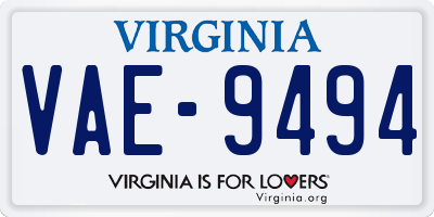 VA license plate VAE9494