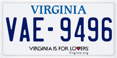 VA license plate VAE9496