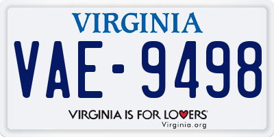 VA license plate VAE9498