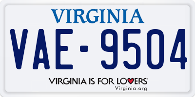 VA license plate VAE9504