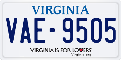VA license plate VAE9505