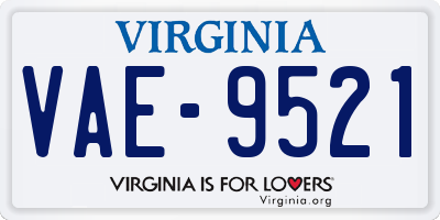 VA license plate VAE9521