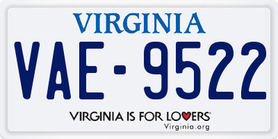 VA license plate VAE9522