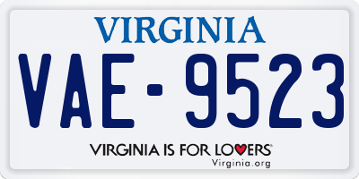 VA license plate VAE9523