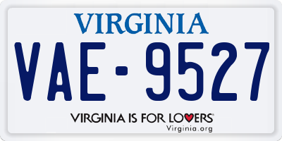 VA license plate VAE9527