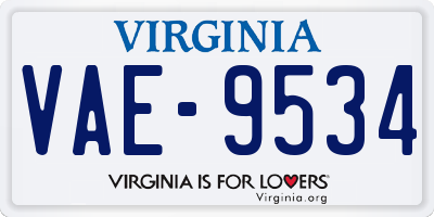 VA license plate VAE9534