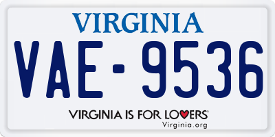 VA license plate VAE9536