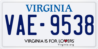 VA license plate VAE9538