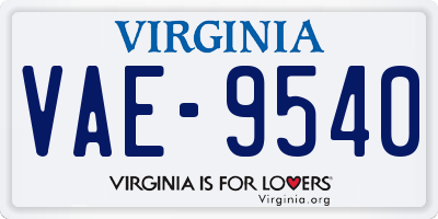 VA license plate VAE9540