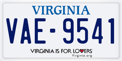 VA license plate VAE9541