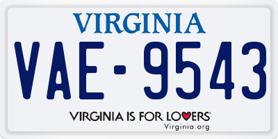 VA license plate VAE9543