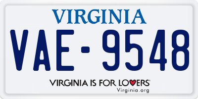 VA license plate VAE9548