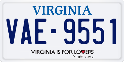 VA license plate VAE9551