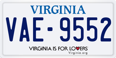 VA license plate VAE9552