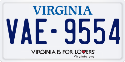 VA license plate VAE9554
