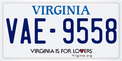 VA license plate VAE9558