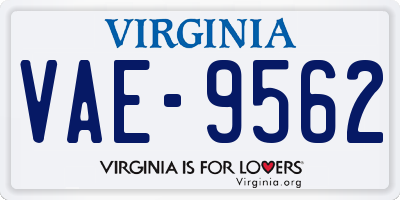 VA license plate VAE9562