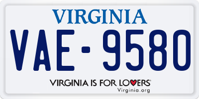 VA license plate VAE9580