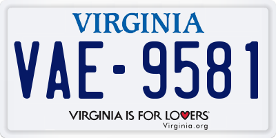 VA license plate VAE9581