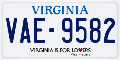 VA license plate VAE9582