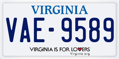 VA license plate VAE9589