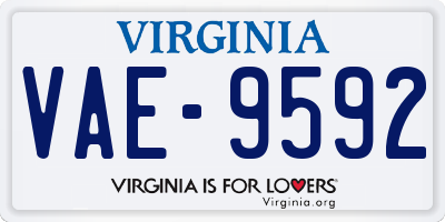 VA license plate VAE9592