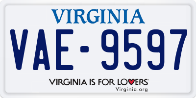 VA license plate VAE9597
