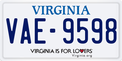 VA license plate VAE9598