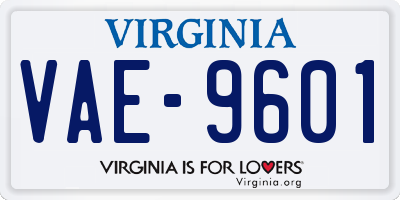 VA license plate VAE9601