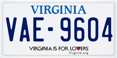 VA license plate VAE9604