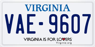 VA license plate VAE9607