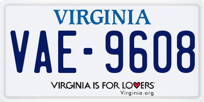 VA license plate VAE9608