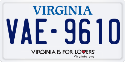 VA license plate VAE9610