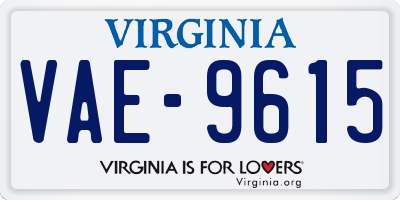 VA license plate VAE9615