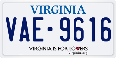 VA license plate VAE9616