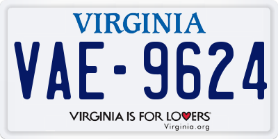 VA license plate VAE9624