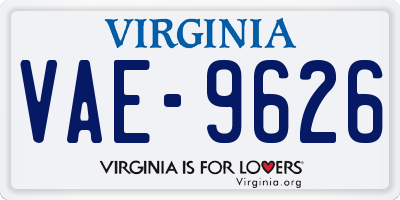 VA license plate VAE9626