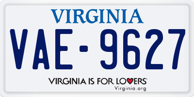 VA license plate VAE9627