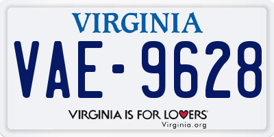 VA license plate VAE9628