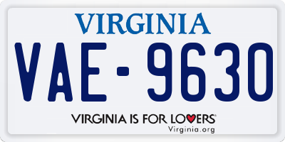 VA license plate VAE9630
