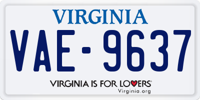 VA license plate VAE9637